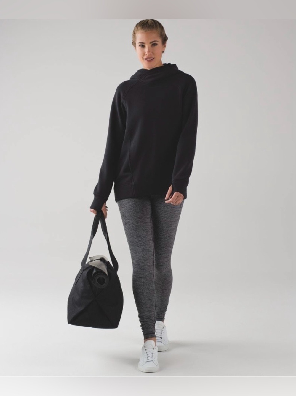 Lululemon Wunder Under Knit High Rise Luon Variegated Leggings Black Gray 6